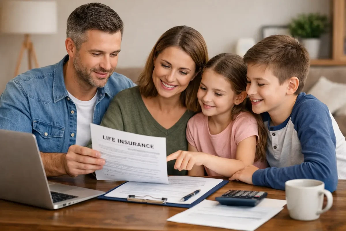 parents reviewing life insurance options to protect their children’s future